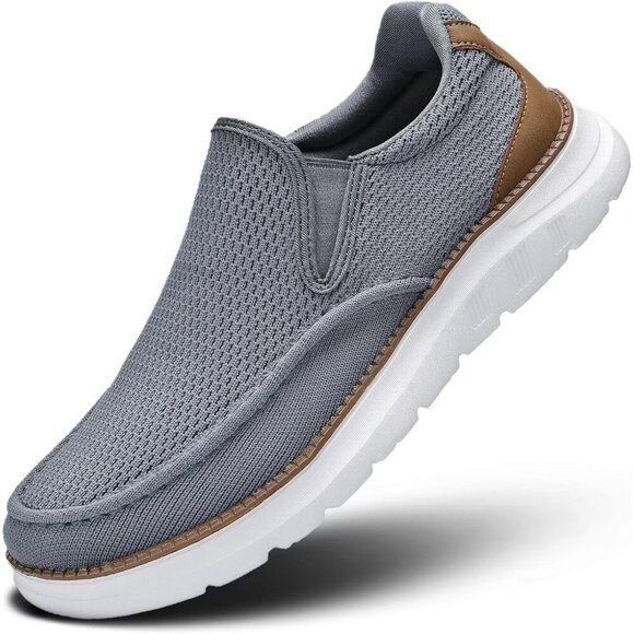 〽️Men\'s Closed Toe Loafers Gray Sneakers Pull-On Walking Comfort Casual Shoes